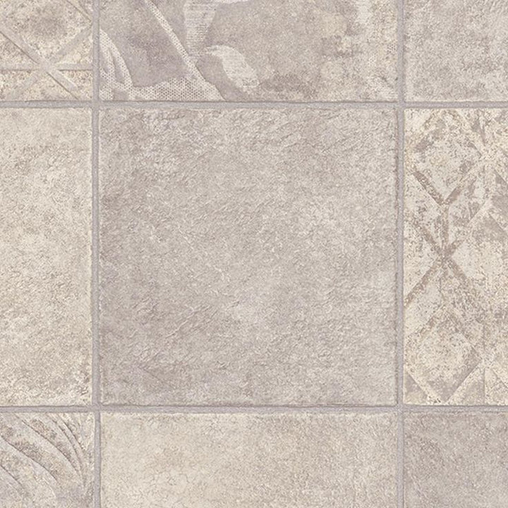 TrafficMASTER Marbella Tile Grey Residential Vinyl Sheet, Sold by 13.2 ft. Wide x Custom Length