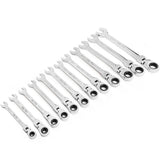 Flex-Head SAE and MM Ratcheting Combination Wrench Set (12-Piece) - Super Arbor