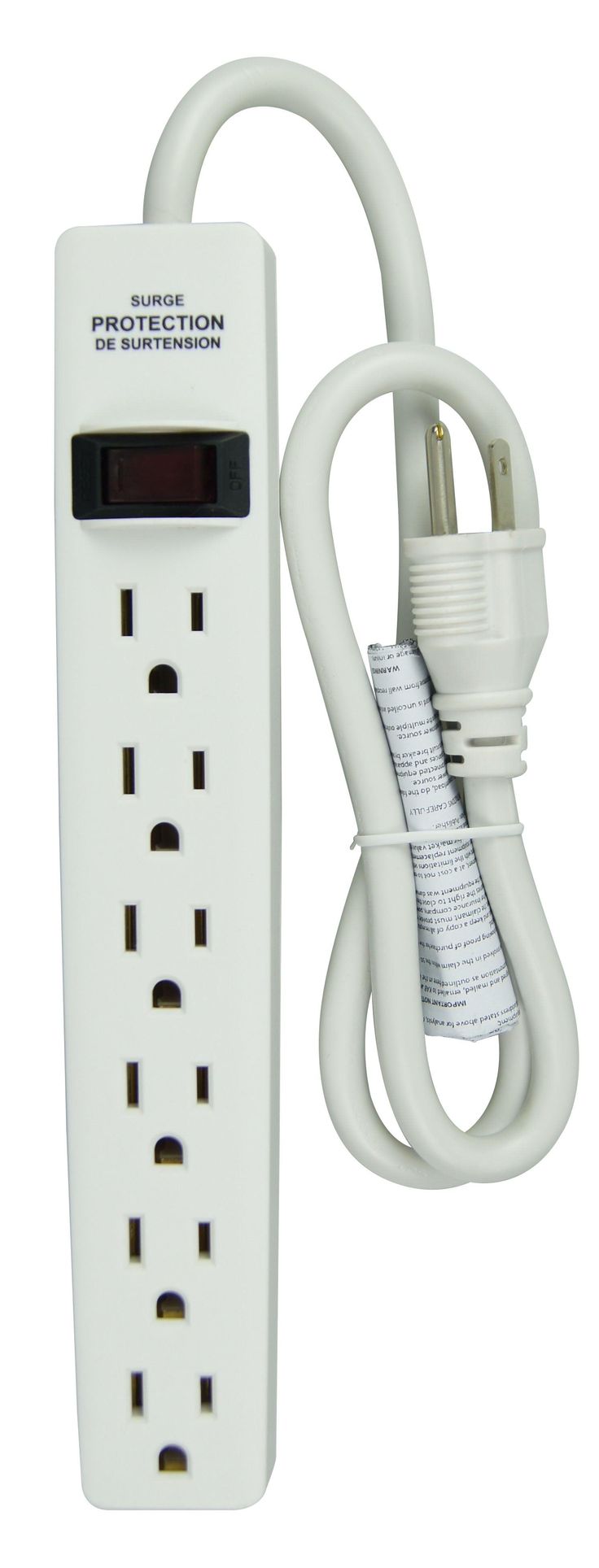 Hyper Tough 2 Pack 6-Outlet Surge Protector with 2.5 ft Cords 500-Joule, White