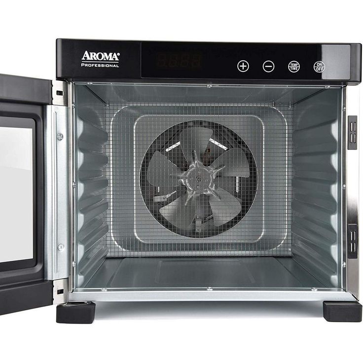 6-Tray Black Electric Food Dehydrator with Glass Door