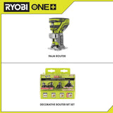 18-Volt ONE+ Cordless Fixed Base Trim Router with Decorative Router Bit Set (4-Piece) - Super Arbor