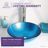 Arc Series Deco-Glass Vessel Sink in Lustrous Light Blue - Super Arbor