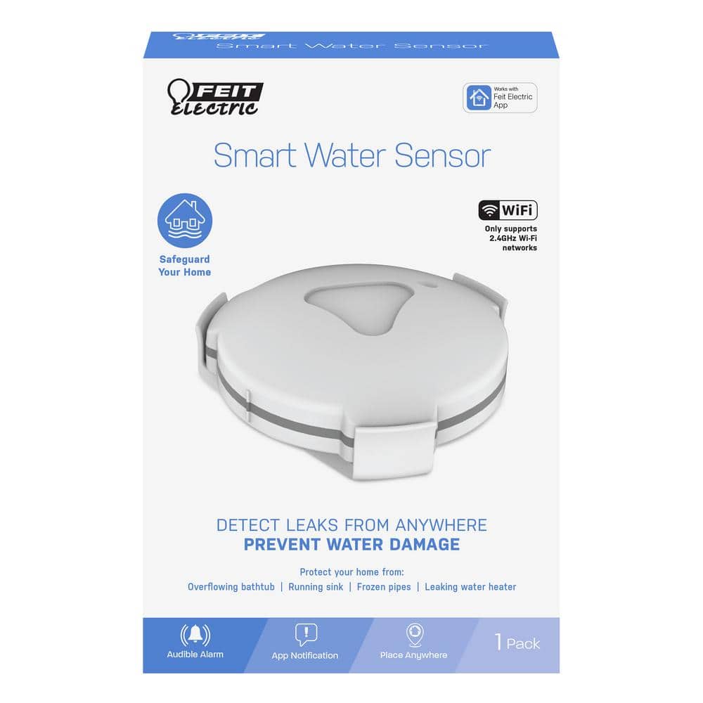 Feit Electric Battery-Powered Smart Home Wi-Fi Connected Wireless Water Sensor, No Hub Required (3-Pack)
