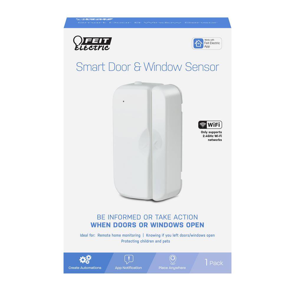 Feit Electric Battery-Powered Smart Wi-Fi Door and Window Sensor, Easy setup - No Hub Required in White (12-Pack)