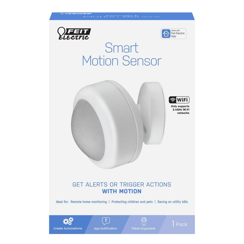Feit Electric Rechargeable Battery-Powered Wi-Fi Smart Wireless Motion Sensor Alarm, Easy Setup - No Hub Required, White (3-Pack)