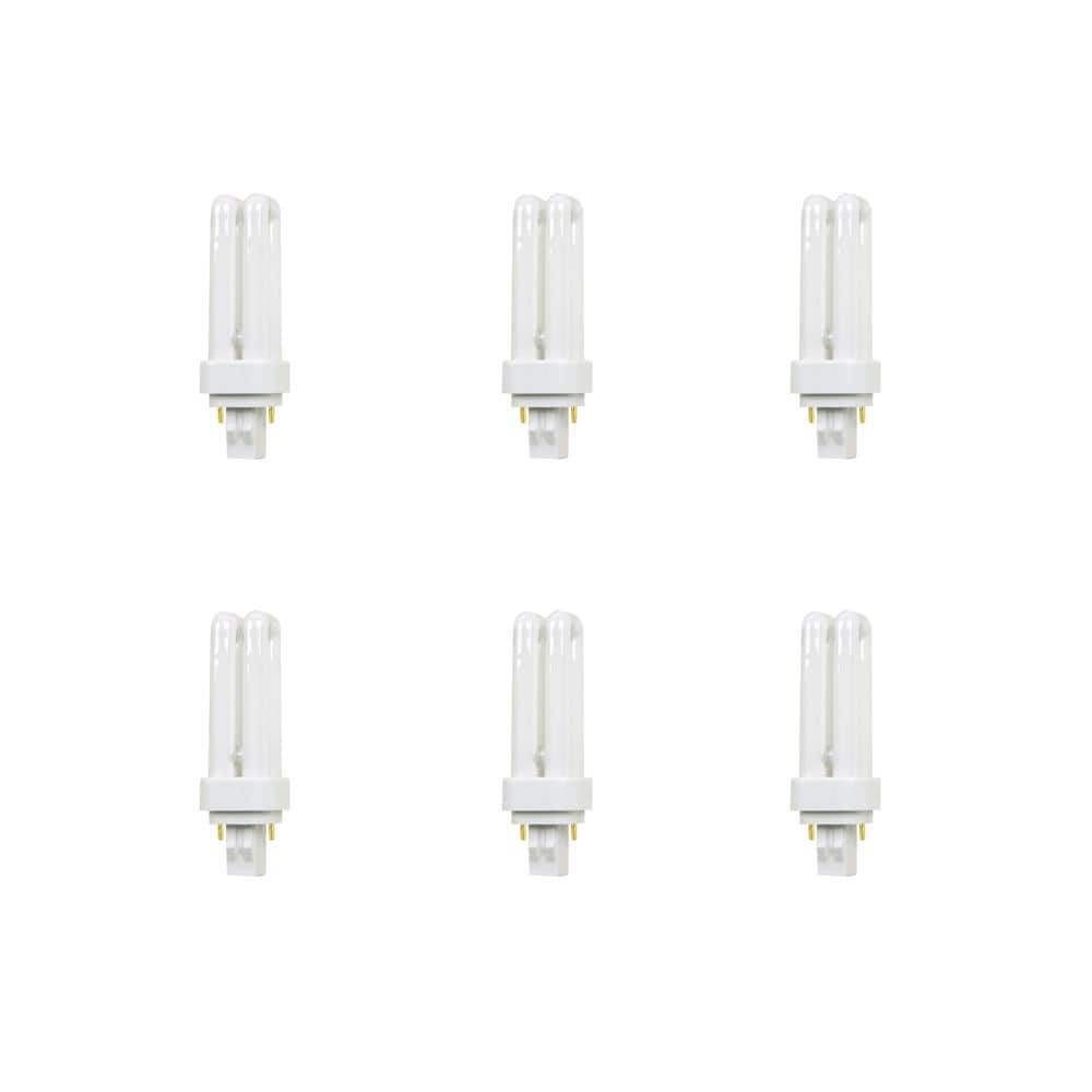13W Equiv PL CFLNI Quad Tube 2-Pin Plug-in GX23-2 Base Compact Fluorescent CFL Light Bulb, Cool White 4100K (6-Pack)