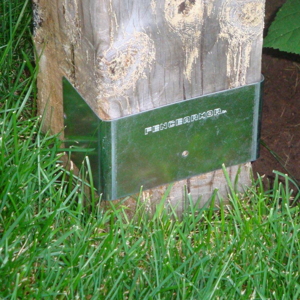 Fence Armor Galvanized Steel Fence Post Guard 5.5 in. L x 5.5 in. W x 3 in. H for Wood