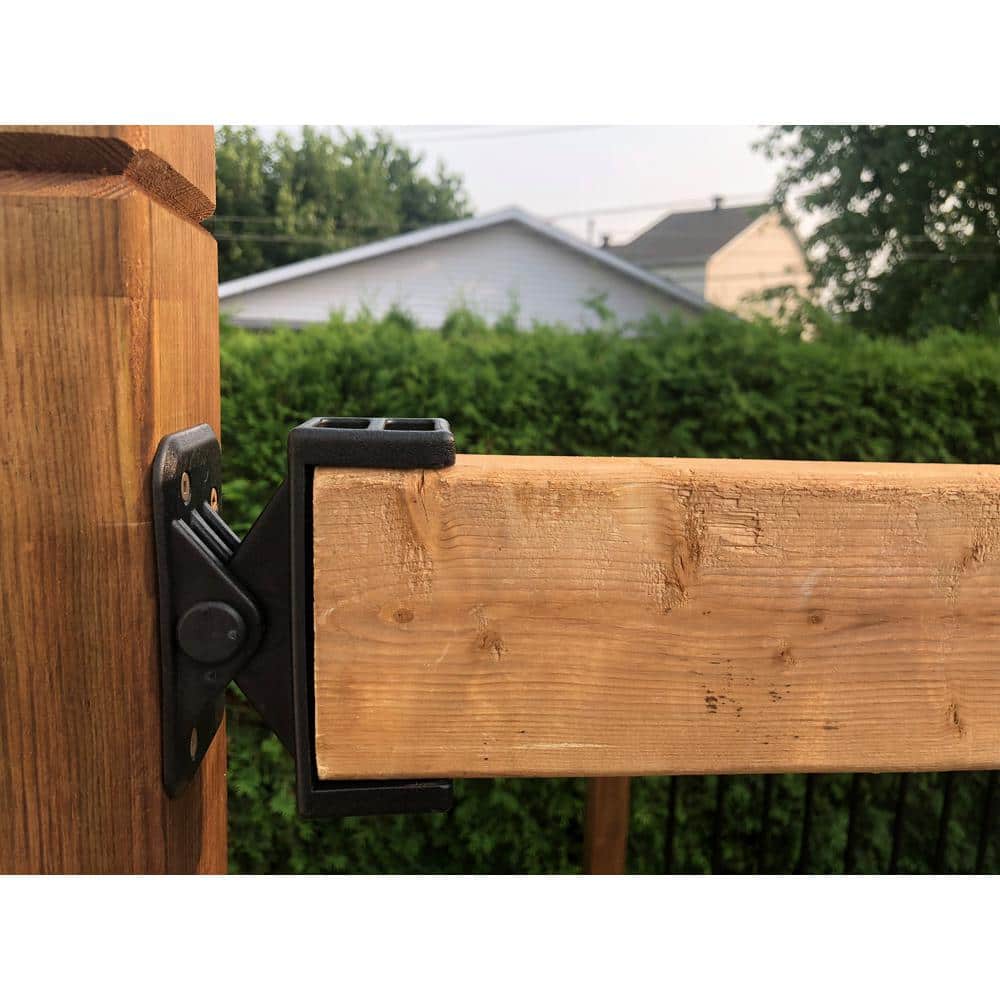 FENCE & DECK RITE 2 in. x 4 in. Adjustable Fence Brackets for Railings Reinforced Black Polypropylene (4-Pack)