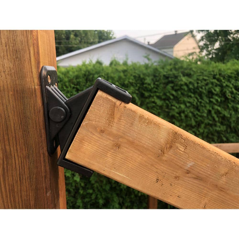 FENCE & DECK RITE 2 in. x 4 in. Adjustable Fence Brackets for Railings Reinforced Black Polypropylene (4-Pack)