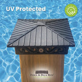 FENCE & DECK RITE Unique Design Post Caps Fits Standard 4 in. x 4 in. Posts Reinforced Black Polypropylene (4 Pieces)