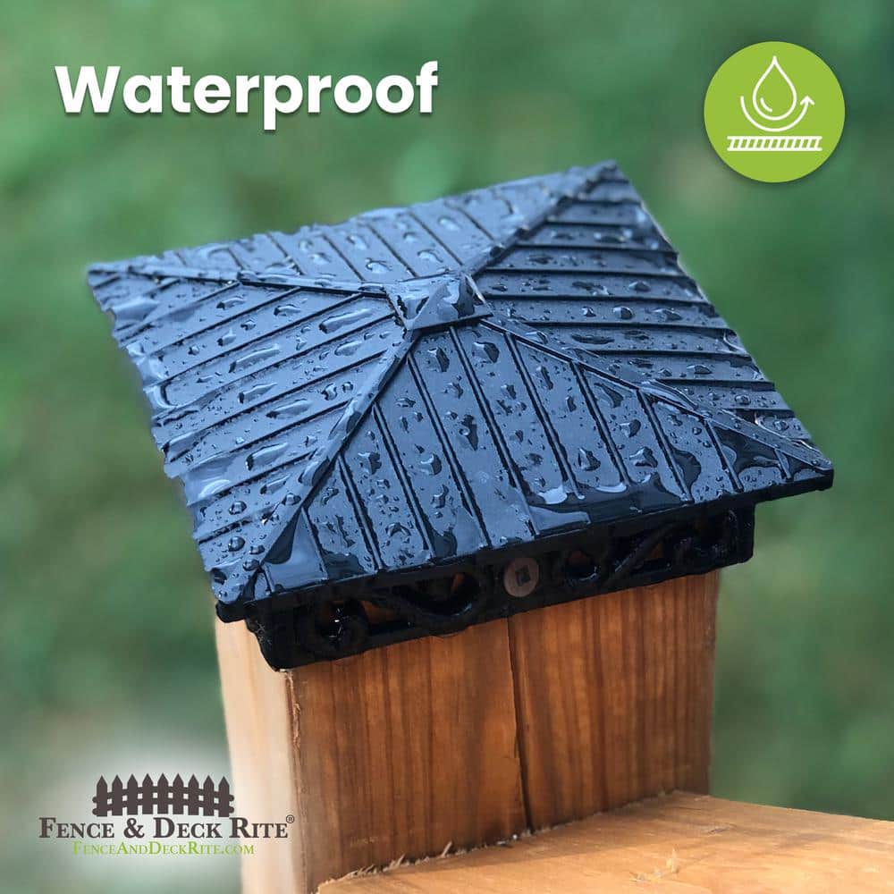 FENCE & DECK RITE Unique Design Post Caps Fits Standard 4 in. x 4 in. Posts Reinforced Black Polypropylene (4 Pieces)