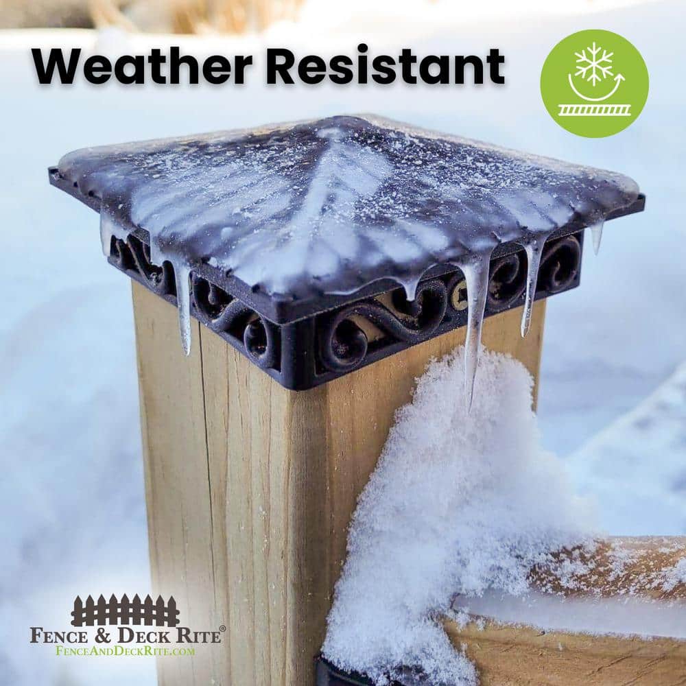 FENCE & DECK RITE Unique Design Post Caps Fits Standard 4 in. x 4 in. Posts Reinforced Black Polypropylene (4 Pieces)