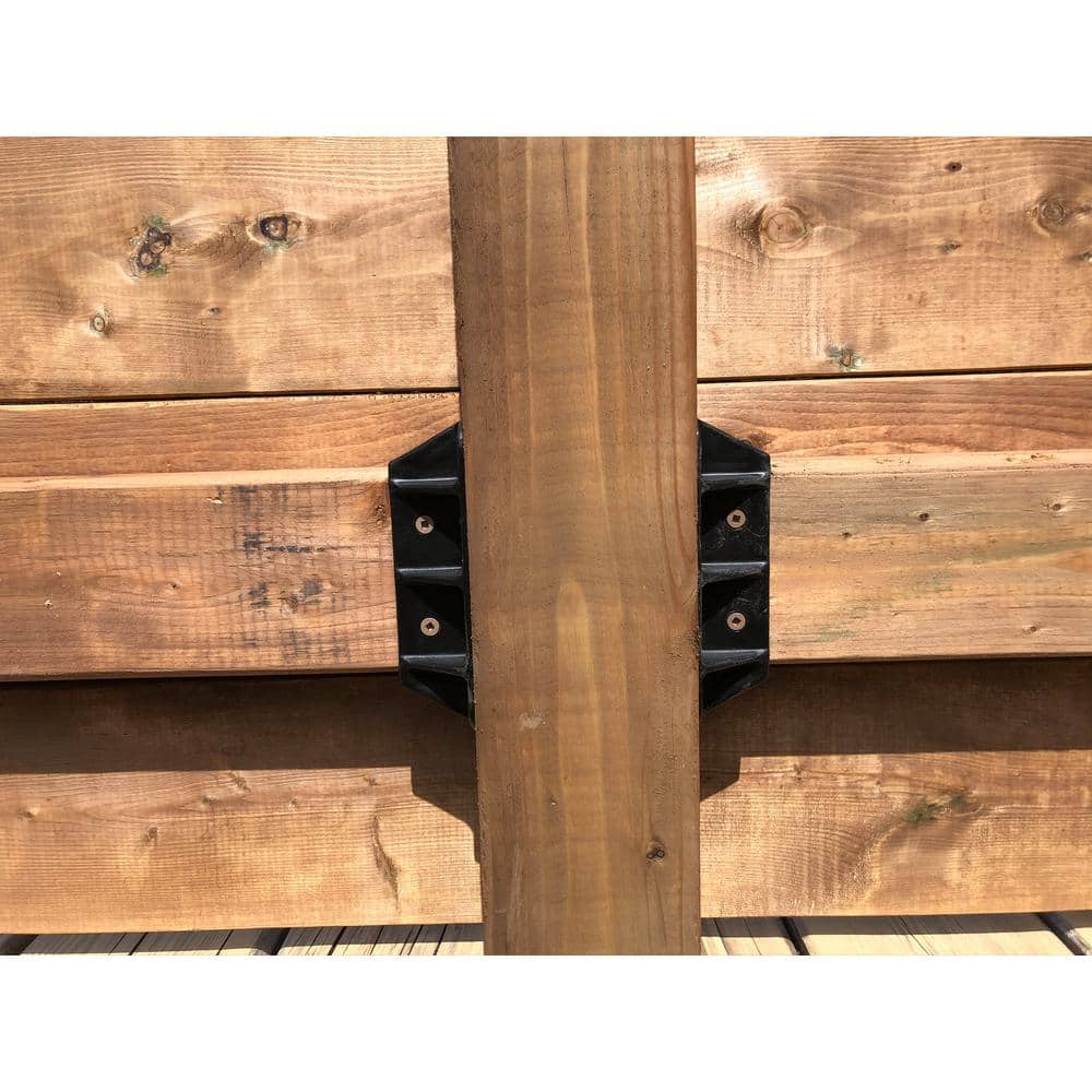 FENCE & DECK RITE 2 in. x 4 in. Privacy Fence/Wall Brackets Fits Standard Railings Reinforced Black Polypropylene (8-Pieces)
