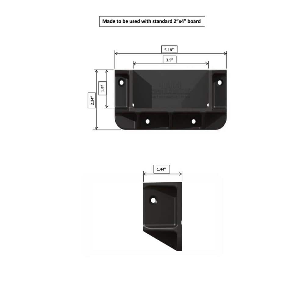 FENCE & DECK RITE 2 in. x 4 in. Privacy Fence/Wall Brackets Fits Standard Railings Reinforced Black Polypropylene (8-Pieces)