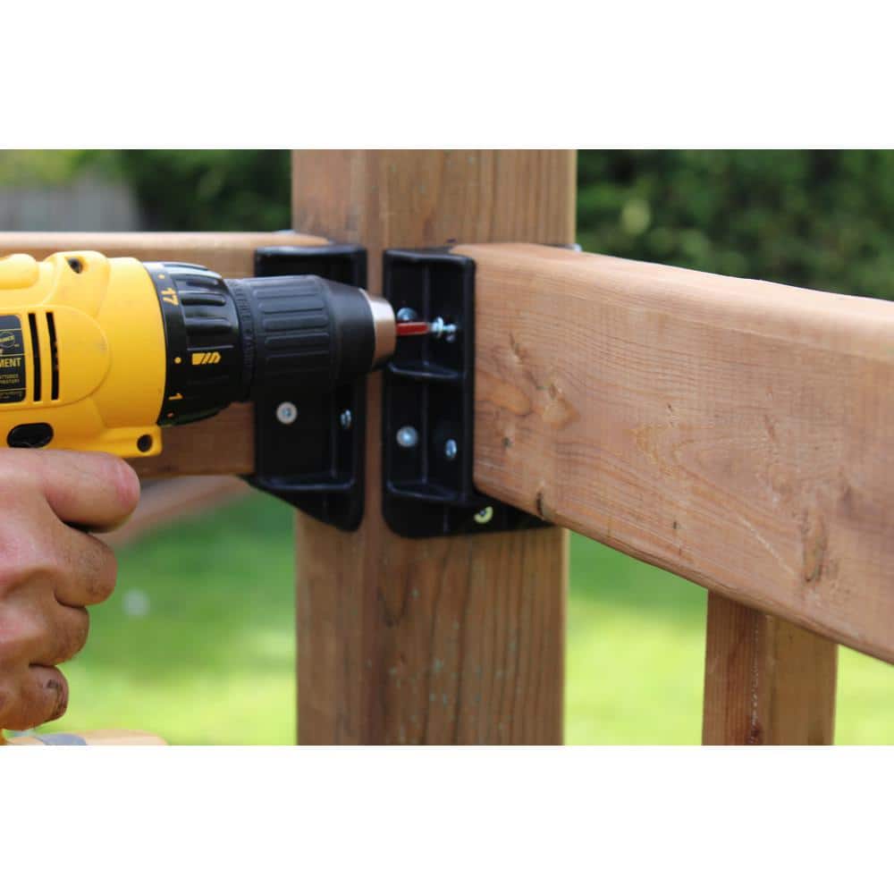 FENCE & DECK RITE 2 in. x 4 in. Sturdy Railing Hangers Fits Standard Railings, Reinforced Black Polypropylene (48-Piece)