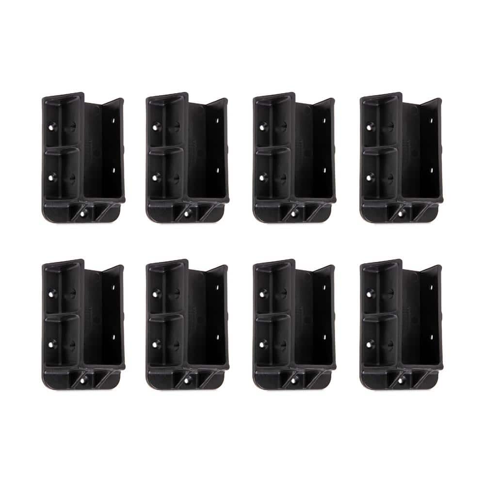 FENCE & DECK RITE 2 in. x 4 in. Sturdy Railing Hangers Fits Standard Railings Reinforced Black Polypropylene (8-Pieces)
