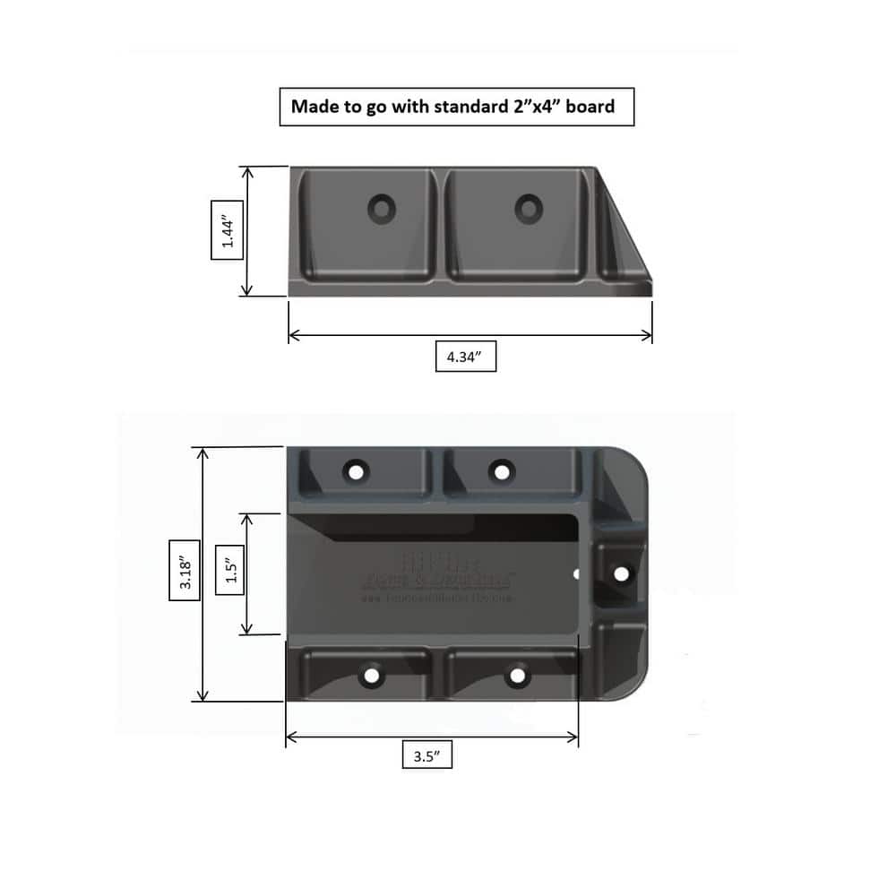 FENCE & DECK RITE 2 in. x 4 in. Sturdy Railing Hangers Fits Standard Railings Reinforced Black Polypropylene (8-Pieces)