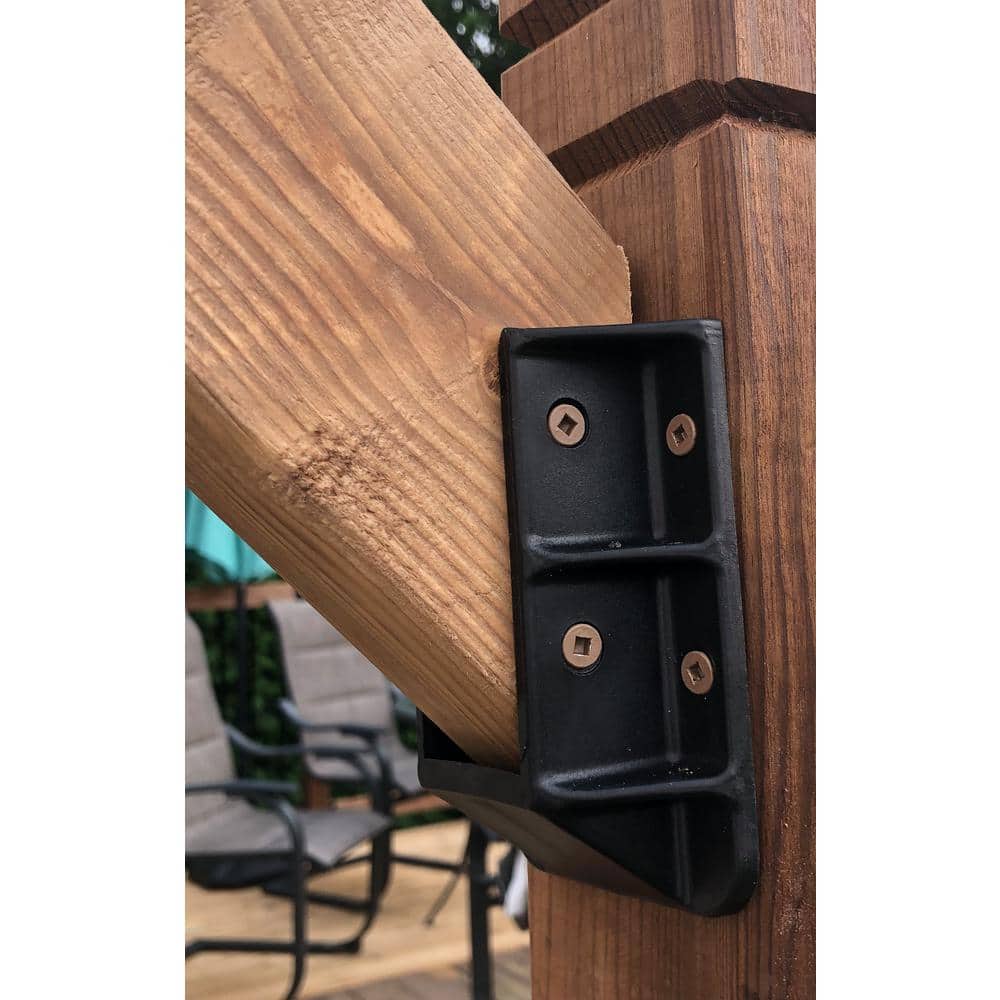 FENCE & DECK RITE 2 in. x 4 in. Stair Railing Hangers Fits Standard Railings Reinforced Black Polypropylene 4-Sets (8-Piece)