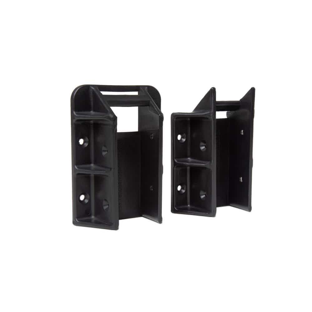 FENCE & DECK RITE 2 in. x 4 in. Stair Railing Hangers Fits Standard Railings Reinforced Black Polypropylene 4-Sets (8-Piece)