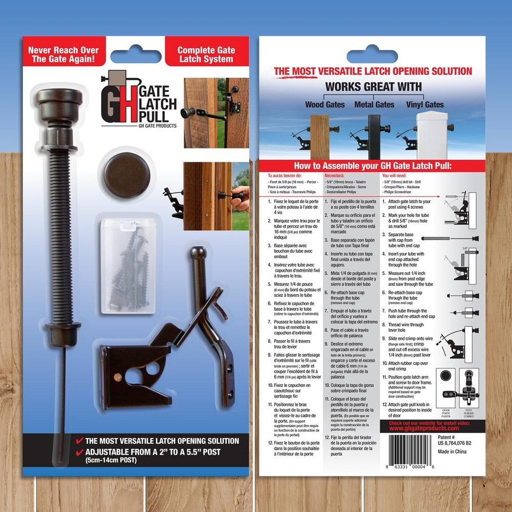 Black All-In-One Two Sided Gate Latch