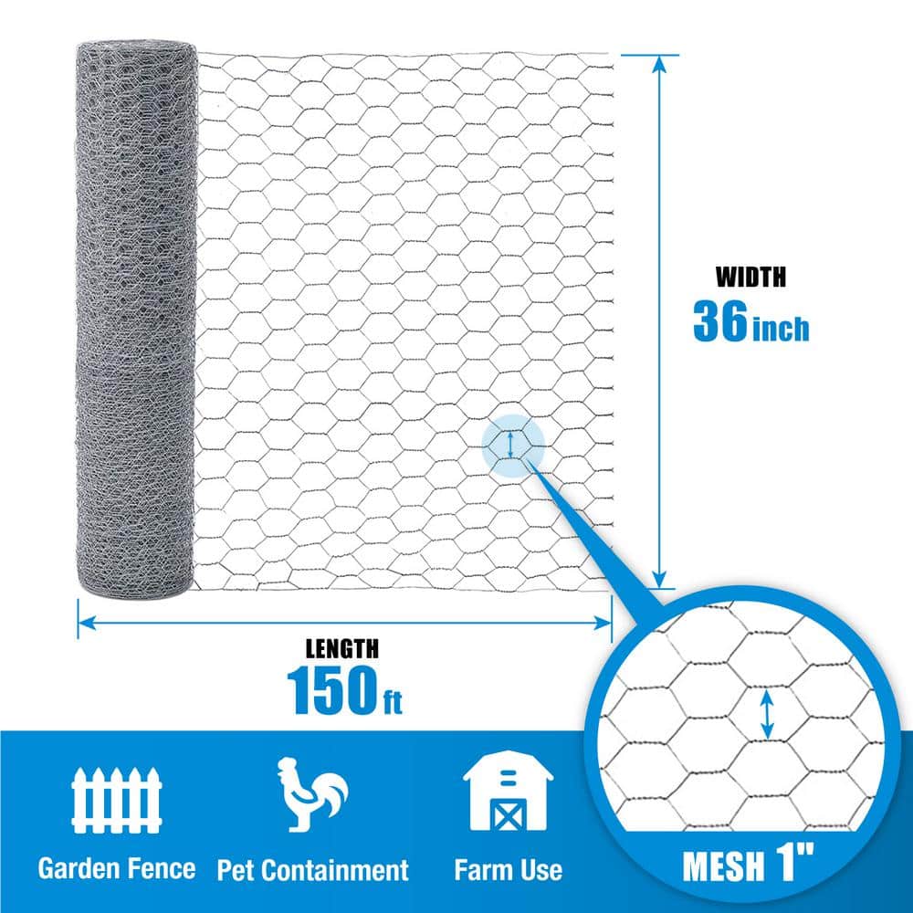 Fencer Wire 3 ft. x 150 ft. 20-Gauge Poultry Netting with 1 in. Mesh