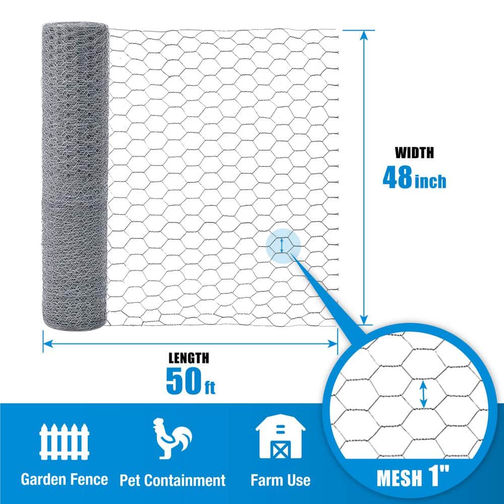 Fencer Wire 4 ft. x 50 ft. 20-Gauge Poultry Netting with 1 in. Mesh