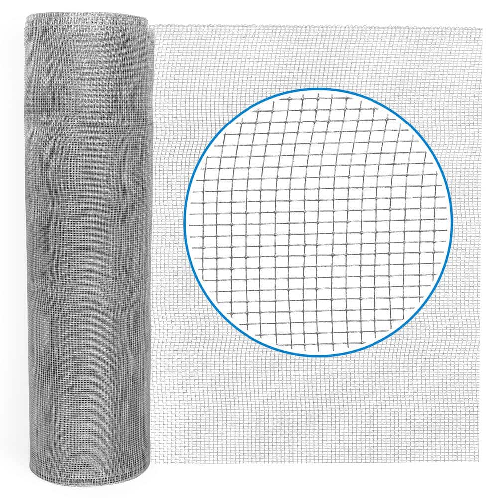 Fencer Wire 1/8 in. x 2 ft. x 100 ft. 27 Gauge Hardware Cloth, Galvanized Steel Wire Rolled Woven, Keeping Out of Insects