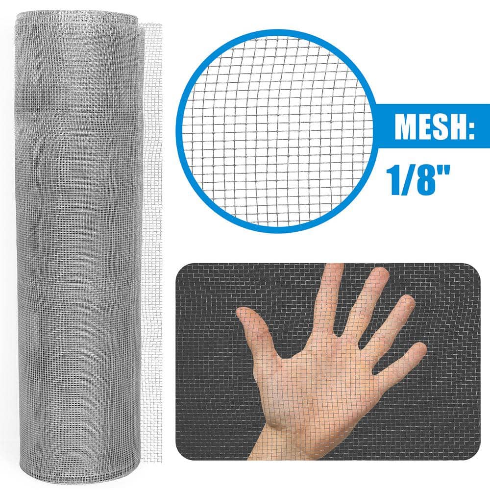 Fencer Wire 1/8 in. x 2 ft. x 100 ft. 27 Gauge Hardware Cloth, Galvanized Steel Wire Rolled Woven, Keeping Out of Insects