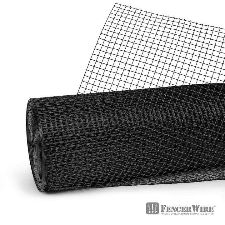 Fencer Wire 1/2 in. x 4 ft. x 50 ft. 19-Gauge Black Vinyl Coated Hardware Cloth, Multiple Use Welded Wire Fencing Roll