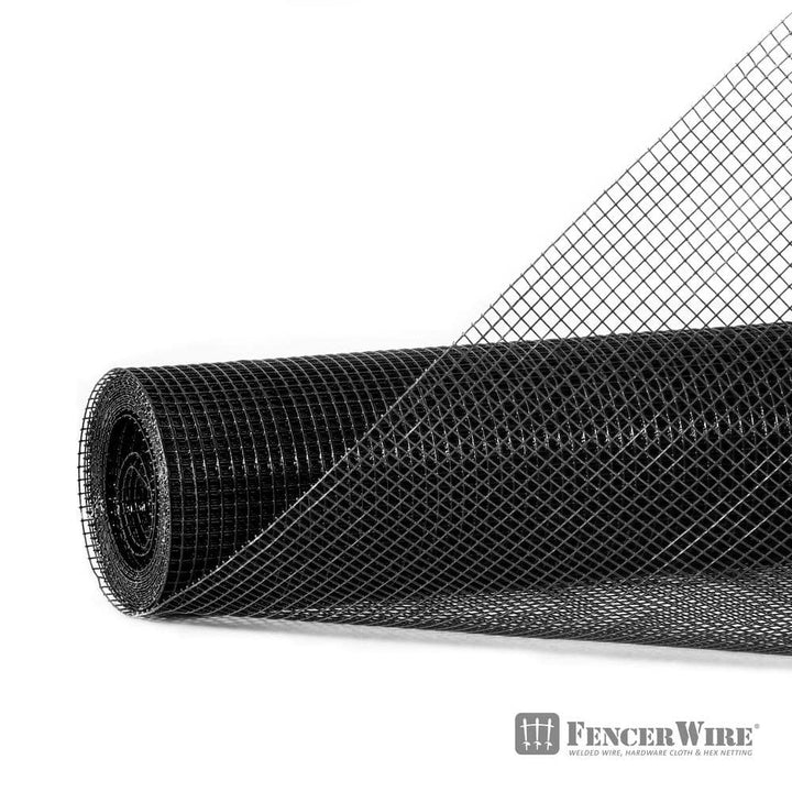 Fencer Wire 1/4 in. x 3 ft. x 100 ft. 23 Gauge Black Vinyl Coated Hardware Cloth, Multiple Use Welded Wire Fencing Roll