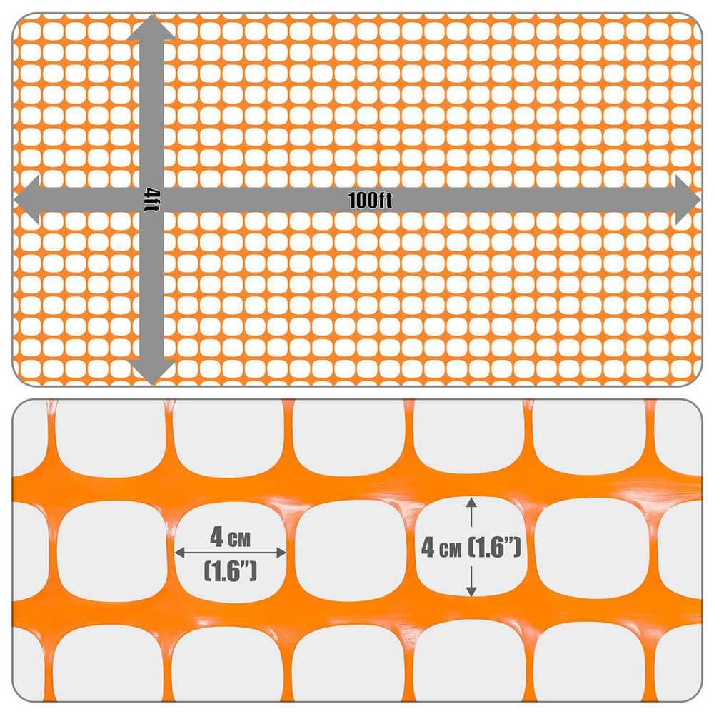 Fencer Wire 4 ft. x 100 ft. Outdoor Snow Fence, Plastic Safety Mesh, Temporary Garden Netting for Poultry in Orange