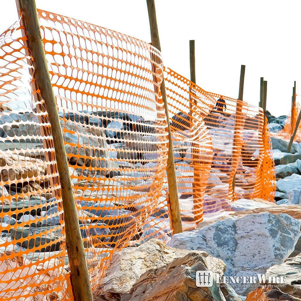 Fencer Wire 4 ft. x 100 ft. Outdoor Snow Fence, Plastic Safety Mesh, Temporary Garden Netting for Poultry in Orange