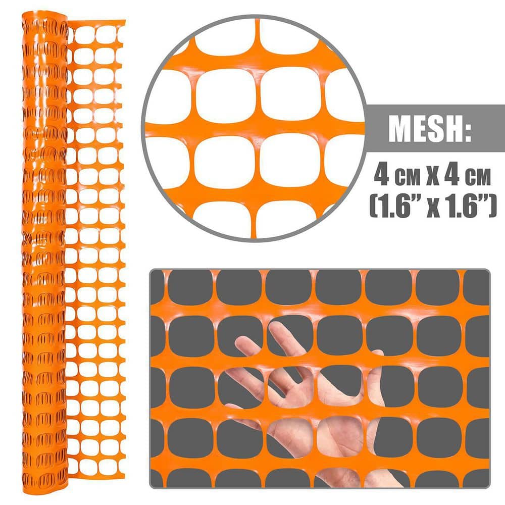 Fencer Wire 4 ft. x 100 ft. Outdoor Snow Fence, Plastic Safety Mesh, Temporary Garden Netting for Poultry in Orange