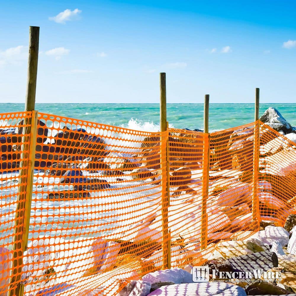 Fencer Wire 4 ft. x 100 ft. Outdoor Snow Fence, Plastic Safety Mesh, Temporary Garden Netting for Poultry in Orange