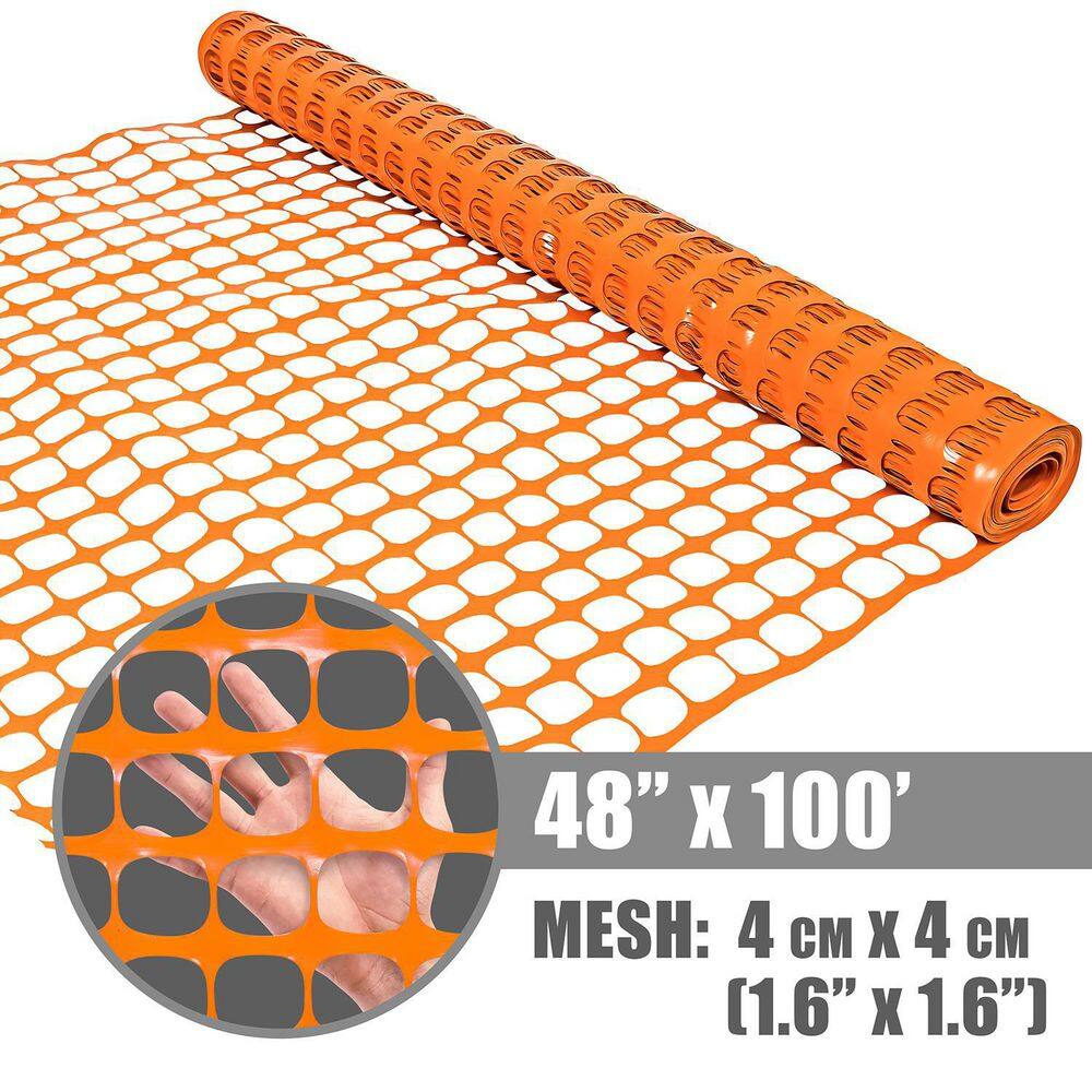 Fencer Wire 4 ft. x 100 ft. Outdoor Snow Fence, Plastic Safety Mesh, Temporary Garden Netting for Poultry in Orange