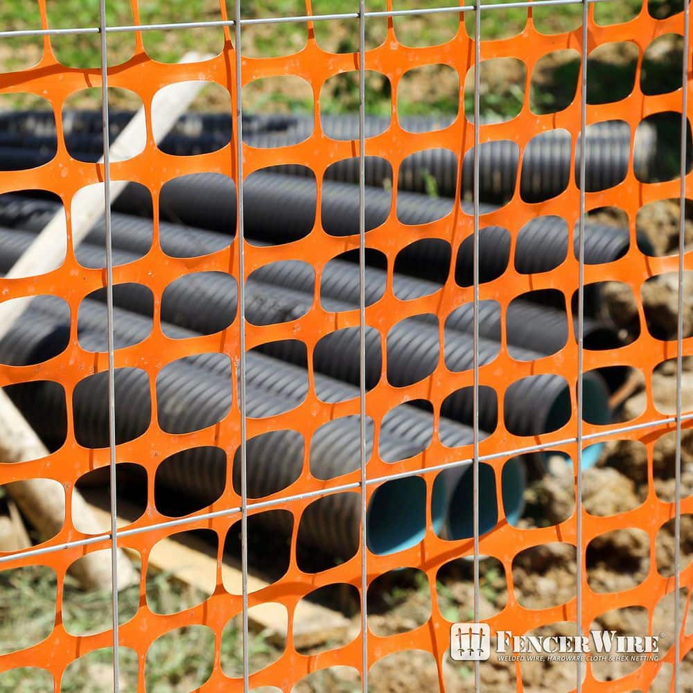 Fencer Wire 4 ft. x 100 ft. Outdoor Snow Fence, Plastic Safety Mesh, Temporary Garden Netting for Poultry in Orange