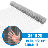 Fencer Wire 3 ft. x 25 ft. 16-Gauge Welded Wire Fence, Mesh Size 1/2 in. x 1 in. Multiple Use Galvanized Welded Wire Roll