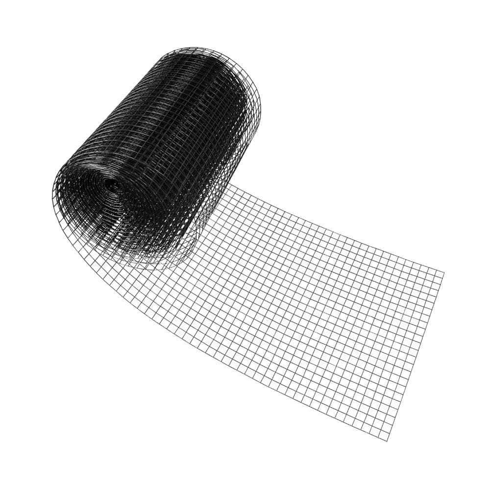 Fencer Wire 4 ft. x 50 ft. 14-Gauge Black PVC Coated Welded Wire Fence with Mesh Size 1 in. x 1 in.