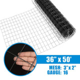 Fencer Wire 3 ft. x 50 ft. 16-Gauge Black Vinyl Coated Welded Wire Fence with 3 in. x 2 in. Mesh, Black Garden Welded Mesh