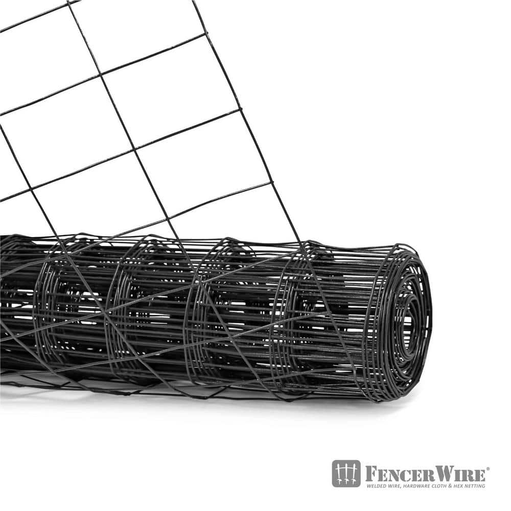 Fencer Wire 3 ft. x 50 ft. 16-Gauge Black Vinyl Coated Welded Wire Fence with 3 in. x 2 in. Mesh, Black Garden Welded Mesh