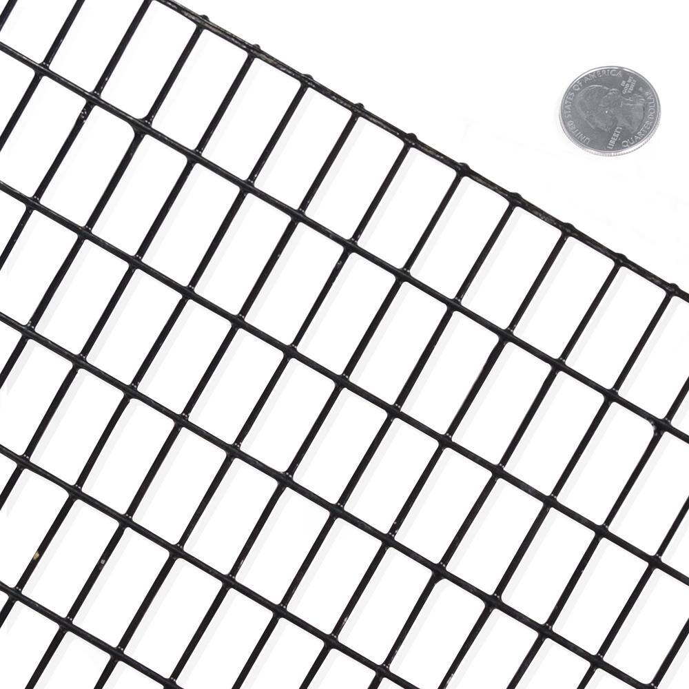 Fencer Wire 4 ft. x 100 ft. 16-Gauge Black PVC Coated Welded Wire Fence with Mesh Size 1/2 in. x 1 in.