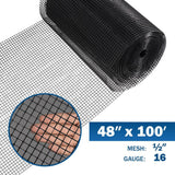 Fencer Wire 4 ft. x 100 ft. 16-Gauge Black PVC Coated Welded Wire Fence with Mesh Size 1/2 in. x 1/2 in.