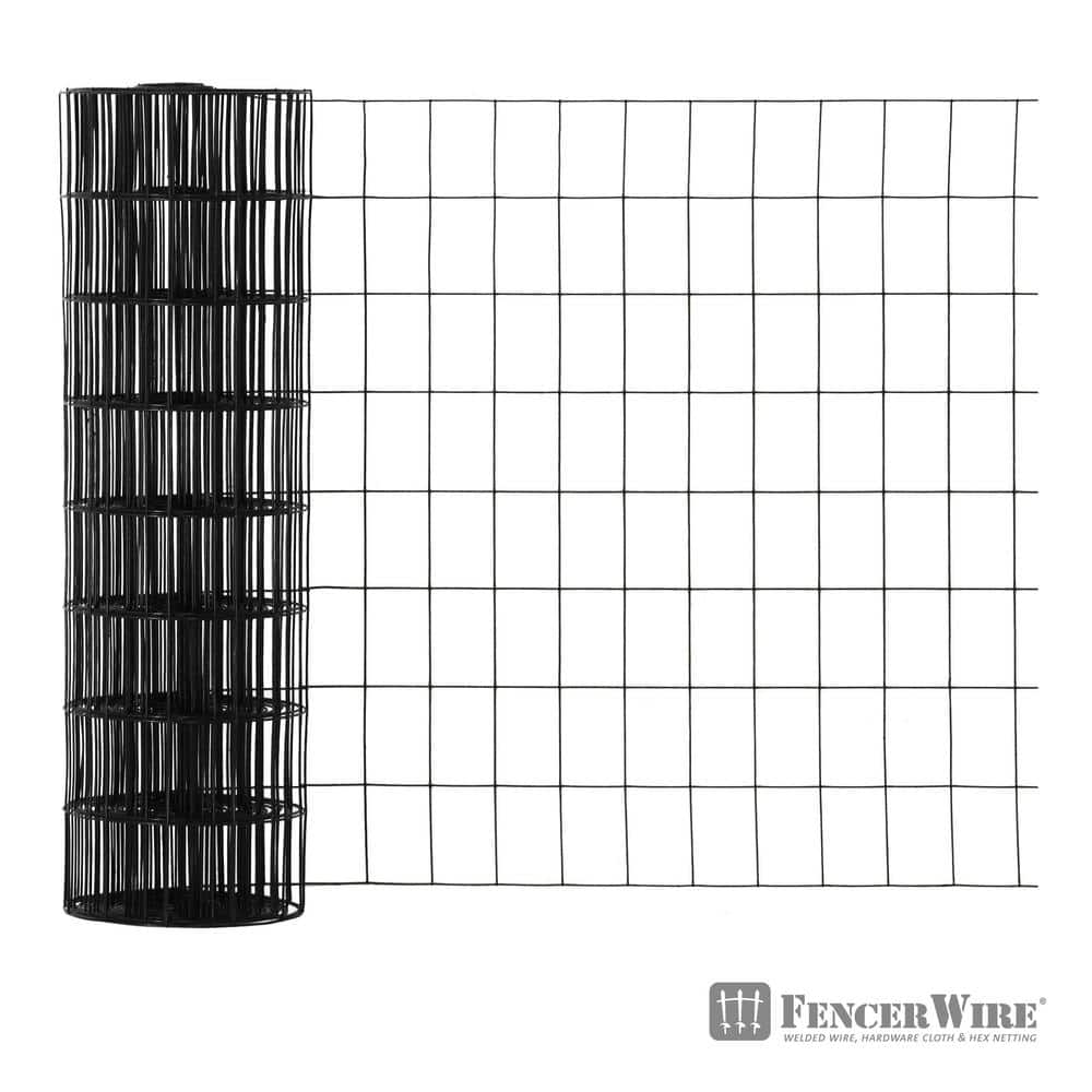 Fencer Wire 4 ft. x 50 ft. 16-Gauge Black Vinyl Coated Welded Wire Fence with 3 in. x 2 in. Mesh, Black Garden Welded Mesh