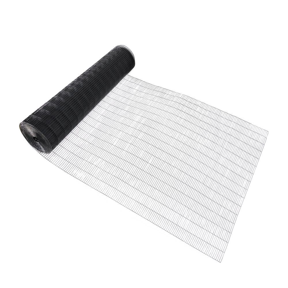 Fencer Wire 4 ft. x 50 ft. 16-Gauge Black PVC Coated Welded Wire Fence with Mesh Size 1/2 in. x 3 in.