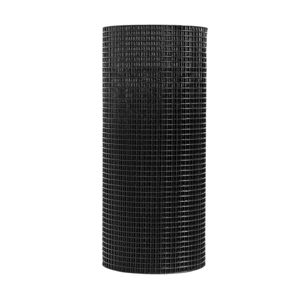Fencer Wire 4 ft. x 50 ft. 16-Gauge Black PVC Coated Welded Wire Fence with Mesh Size 1/2 in. x 1/2 in.