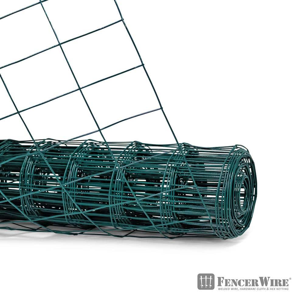 Fencer Wire 2 ft. x 50 ft. 16-Gauge Green PVC Coated Welded Wire Fence with Mesh Size 3 in. x 2 in.