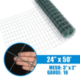Fencer Wire 2 ft. x 50 ft. 16-Gauge Green PVC Coated Welded Wire Fence with Mesh Size 3 in. x 2 in.