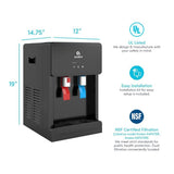 Countertop Self Cleaning Touchless Bottle less Water Cooler Dispenser, Hot/Cold Water, NSF/UL/Energy Star, Black