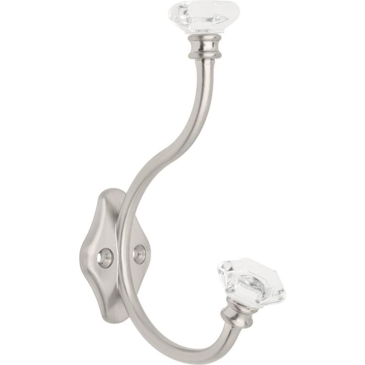 5-7/8 in. Acrylic Facets Satin Nickel Coat Hook with Clear Accents (4-Pack)