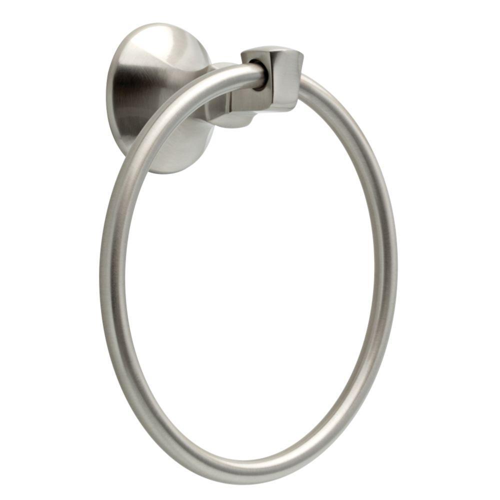Mandara 4-Pc. Bath Hardware Set in SpotShield Brushed Nickel with Towel Ring, Toilet Paper Holder, 24" Towel Bar & Hook - Super Arbor